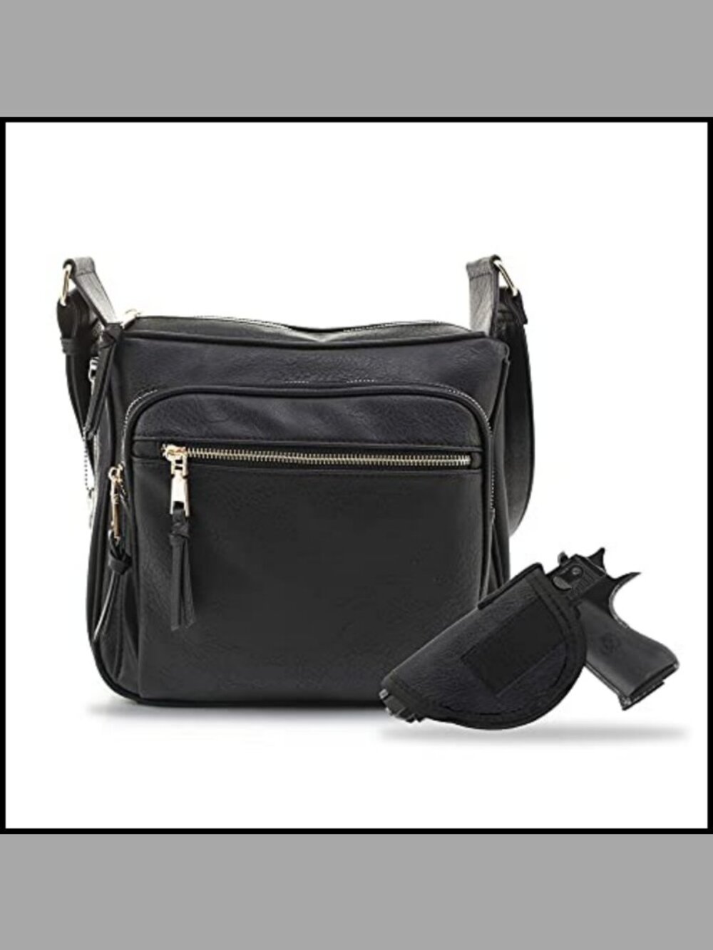Faux Leather RFID Blocking Concealed Carry Crossbody Purse Lock Key